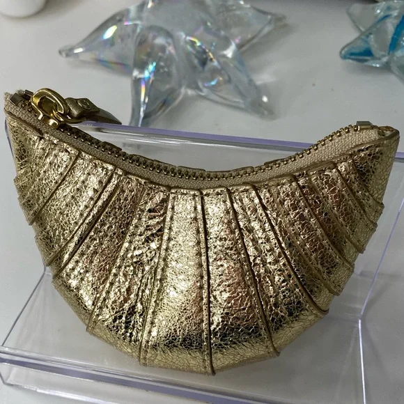 Kate spade Croissant Storybook Gold Pleated Coin Pouch - Picture 5 of 8